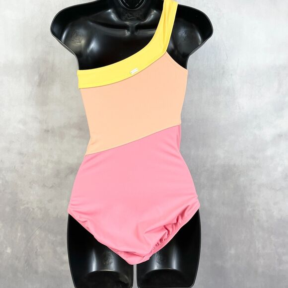 Freely Womens Asymmetrical Swimsuit Size Small Colorblock Pastel Beach Summer - Picture 2 of 12